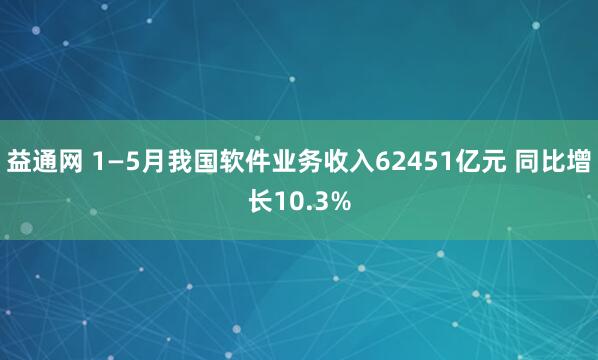 益通网 1—5月我国软件业务收入62451亿元 同比增长10.3%
